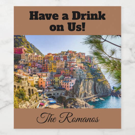 Trinken Sie etwas auf uns! Custom Weinetikett (Einzelnes Label)