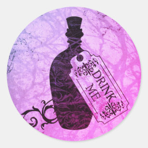 Trinken Sie Flasche Lila klassische Rundklemme Runder Aufkleber