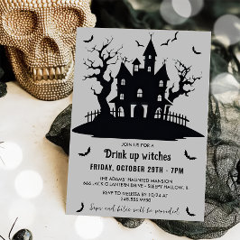 Trinken Sie Hexen aus grauem Halloween-Party Einladung