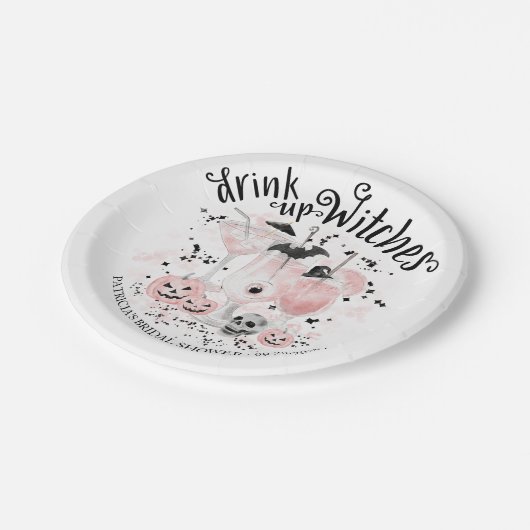 Trinken Sie Hexen Cocktail Halloween Brautparty Pappteller (Schrägansicht)