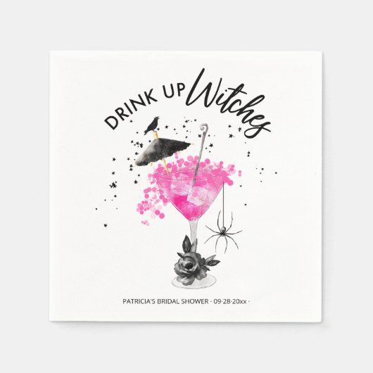 Trinken Sie Hexen Cocktail Halloween Brautparty Serviette (Vorderseite)