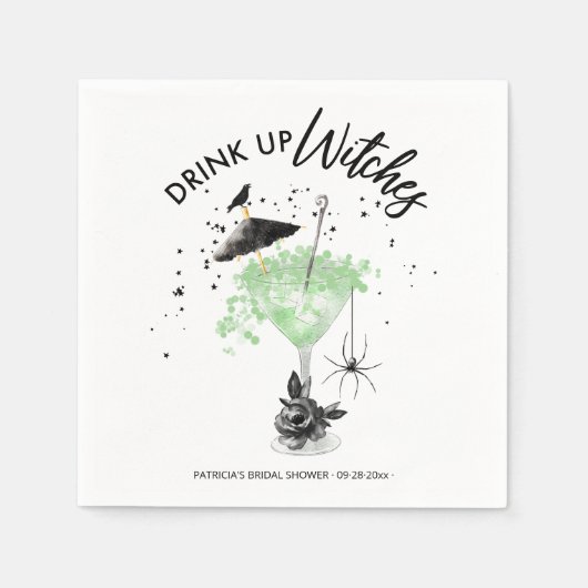 Trinken Sie Hexen Cocktail Halloween Brautparty Serviette (Vorderseite)