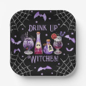 Trinken Sie Hexen Cocktails und KostümHalloween Pappteller (Vorderseite)