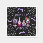 Trinken Sie Hexen Cocktails und KostümHalloween Serviette (Vorderseite)