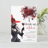 Trinken Sie Hexen gotischen Junggeselinnen-Abschie Einladung (Stehend Vorderseite)