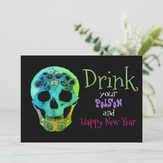 Trinken Sie Ihre Tränke und freuen Sie sich auf di Einladung (Stehend Vorderseite)