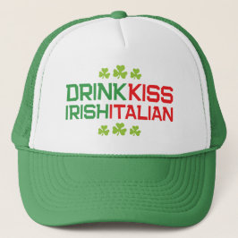 Trinken Sie Irish Kiss Italienisch mit Kleeblatts Truckerkappe