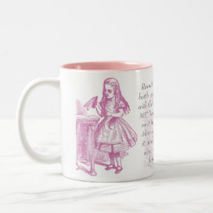 Trinken Sie mich! Alice im Wunderland-Tassen-Rosa Zweifarbige Tasse