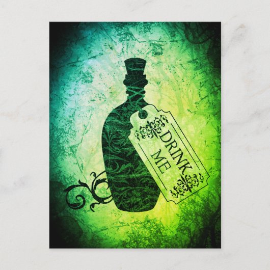 Trinken Sie mir Flasche grüne Postkarte (Vorderseite)
