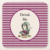 Trinken Sie mir Mad Hatter Alice im Wunderland Rechteckiger Pappuntersetzer (Vorderseite)