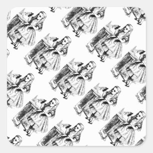 Trinken Sie mir Vintage Alice im Wunderland Sticke Quadratischer Aufkleber