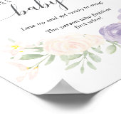 Trinken Sie Pastel Lila Flasche Baby Duschspiel Poster (Ecke)