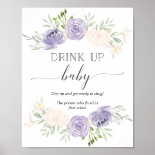 Trinken Sie Pastel Lila Flasche Baby Duschspiel Poster
