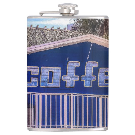Trinken Sie später KAFFEE Flachmann (Vorderseite)