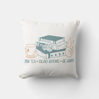 Trinken Sie Tee lesen Bücher glücklich sein Kissen