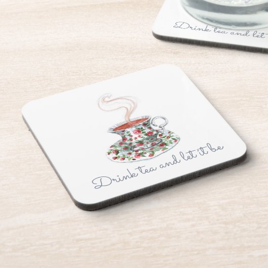 Trinken Sie Tee und ließ es Tee-Slogan-Zitat, Vint Getränkeuntersetzer (Linke Seite)