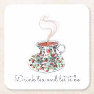 Trinken Sie Tee und ließ es Tee-Slogan-Zitat, Vint Rechteckiger Pappuntersetzer