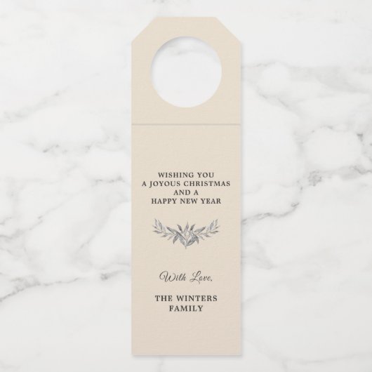 Trinken Sie und seien Sie froh Urlaub Silber Rahme Flaschenanhänger (Rückseite)