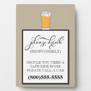 Trinken Sie verantwortungsbewusstes Bar Fotoplatte