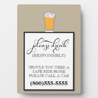 Trinken Sie verantwortungsbewusstes Bar Fotoplatte