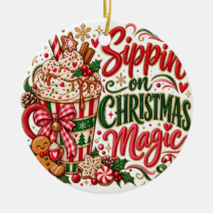 Trinken Sie Weihnachtszauber Feiertagsornament Keramik Ornament