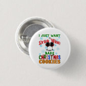Trinken Sie Wein Bake Weihnachtskost, Backen Weihn Button (Vorne & Hinten)