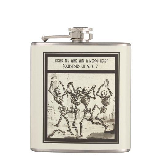 Trinken Sie Wein mit einem guten Herz Flachmann (Vorderseite)