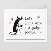 Trinken Sie Wein Richter Leute lustige Zitat mit B Postkarte (Vorderseite)