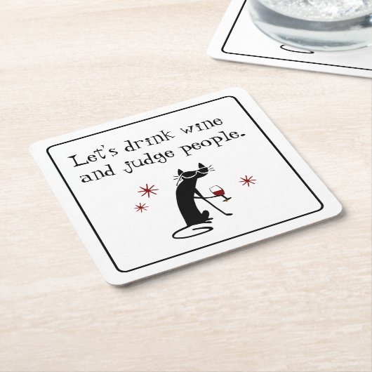 Trinken Sie Wein Richter Leute lustige Zitat mit B Rechteckiger Pappuntersetzer (angewinkelt)