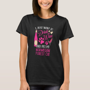 Trinken Sie Wein und Haustiere Meine Norwegische W T-Shirt