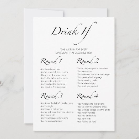 Trinken Sie, wenn Bachelorette Minimalistische Spi Einladung (Vorderseite)