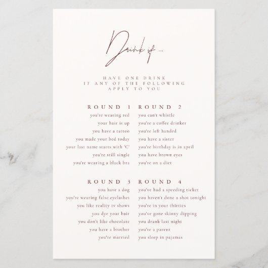 Trinken Sie, wenn | Blush Pink Burgund Brautparty (Vorderseite)