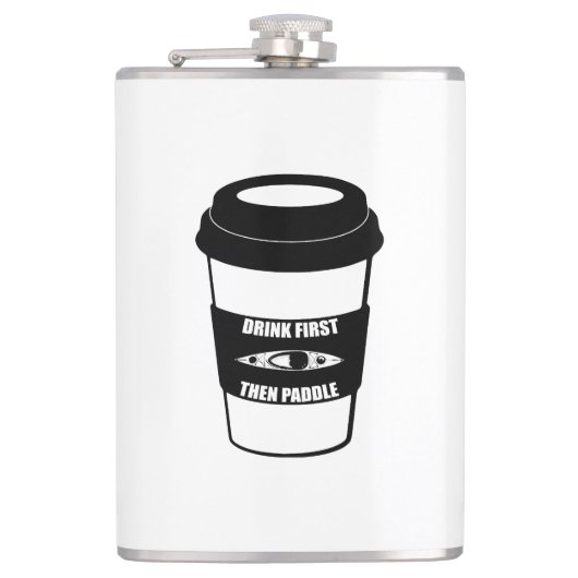 Trinken Sie zuerst dann Paddel Flachmann (Vorderseite)
