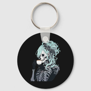 Trinken Skeleton Messy Bun Halloween Kostümmädchen Schlüsselanhänger