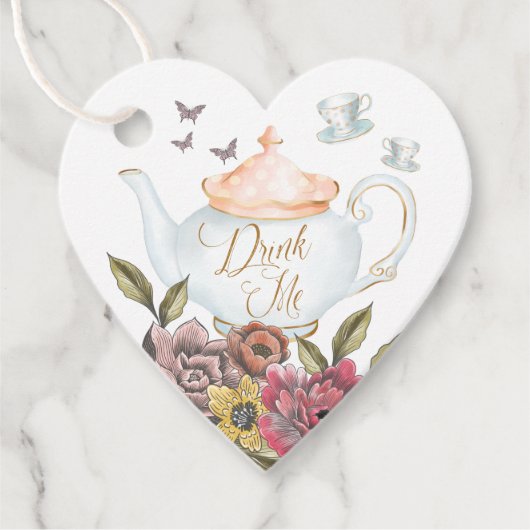 Trinken | Teekanne & Teacup-Alice im Wunderland Geschenkanhänger (Vorderseite)