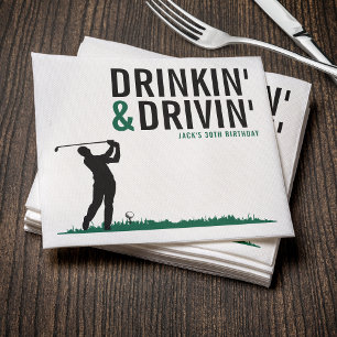 Trinken und Fahren Erwachsene Golf-Geburtstagsfeie Serviette