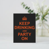 Trinken und Party behalten Postkarte (Stehend Vorderseite)