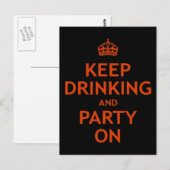 Trinken und Party behalten Postkarte (Vorne/Hinten)