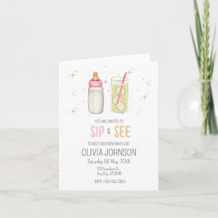 Trinken und Sehen Willkommen Baby Mädchen Babypart Einladung