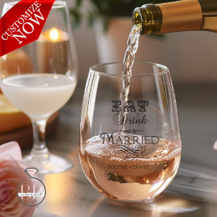 Trinken und Verheiratete Typografie essen Weinglas Ohne Stiel