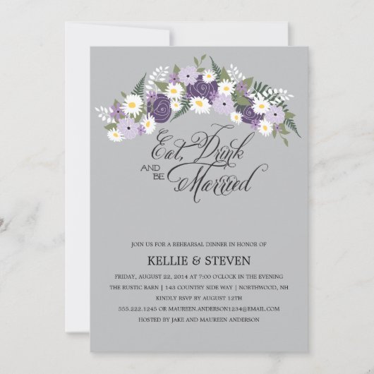 Trinken und Verheirateten Blumenreath Einladung (Vorderseite)