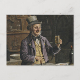 Trinken von Bier-Malerei Postkarte