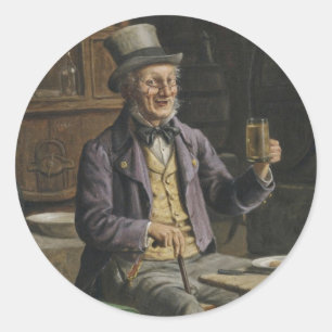 Trinken von Bier-Malerei Runder Aufkleber