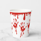 Trinken von Blut und Handdrucken Halloween Pappbecher (Rückseite)