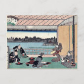 Trinken von Party im Restaurant von Andō,Hiroshige Postkarte (Vorderseite)