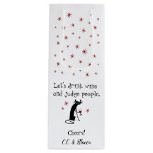 Trinken Wein und Richter Funny Cat Geschenktasche