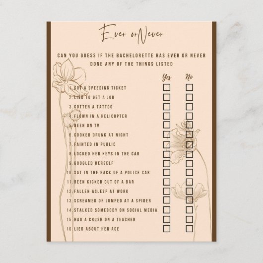 Trinken, wenn Junggeselinnen-Abschied Game Begleitkarte (Vorderseite)