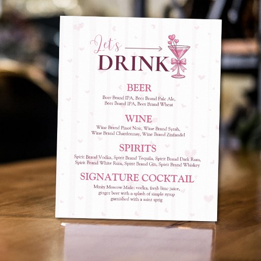 Trinken wir Bar Menu Schild | A Tiny Bit Engaged