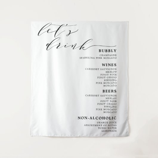 Trinken wir Schwarz-weißes Bar für Hochzeiten Wandteppich (Vorderseite)