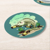 Trinkende Fisch-Name-Papier-Untersetzer Runder Pappuntersetzer (Angewinkelt)